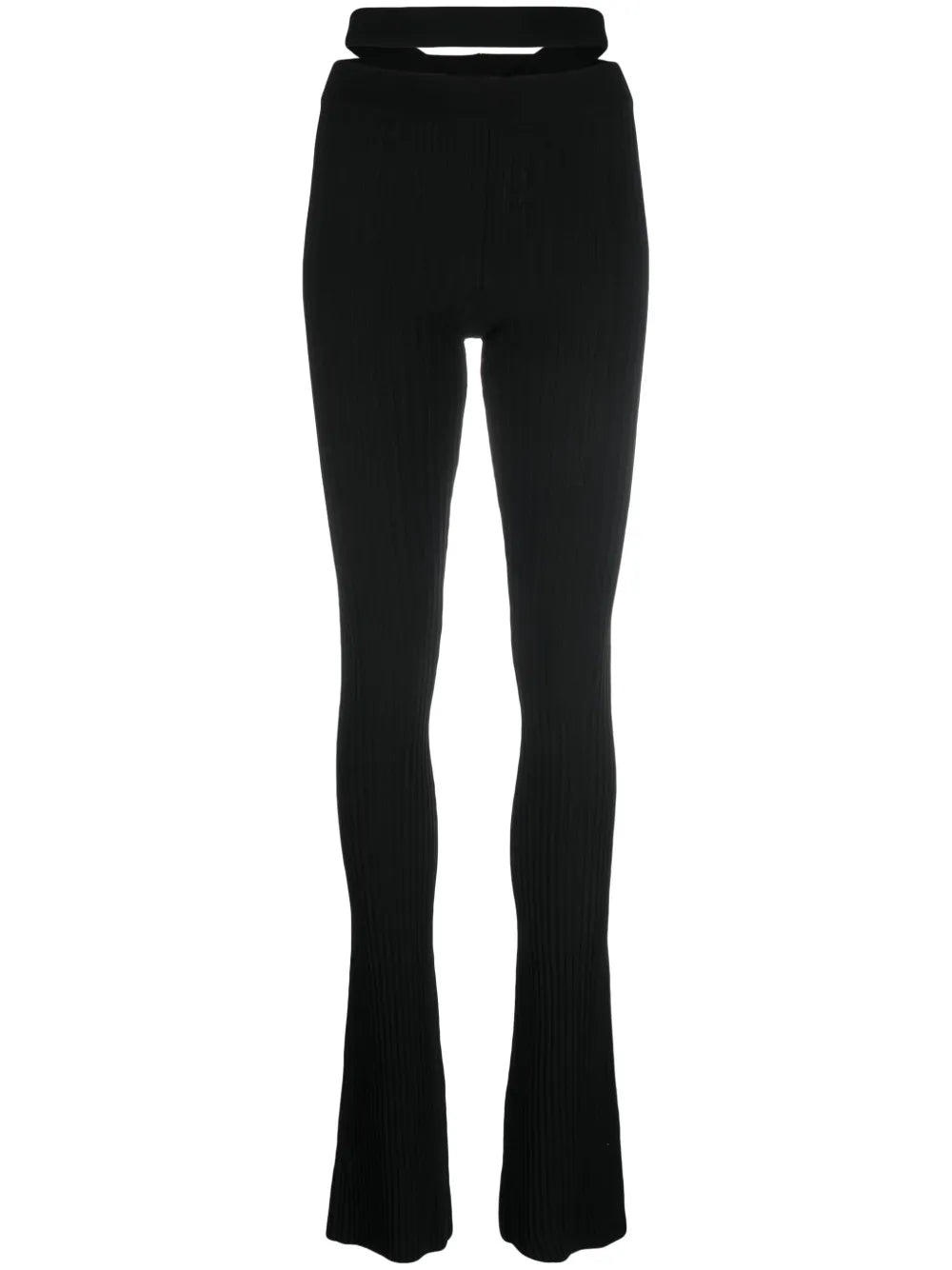 Ribbed-Knit Flared Trousers