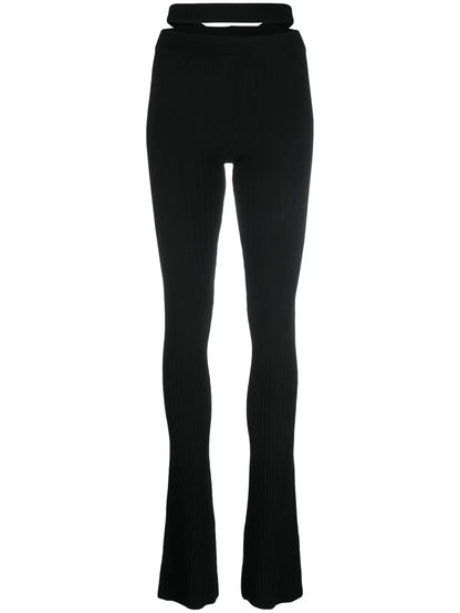 Ribbed-Knit Flared Trousers