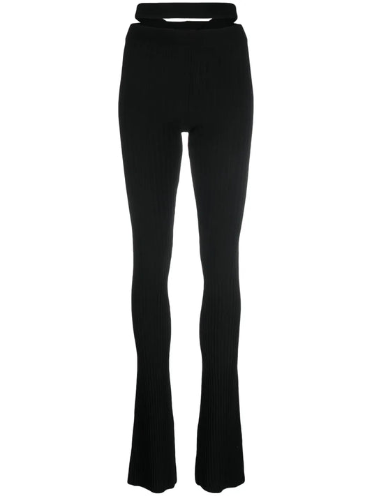 Ribbed-Knit Flared Trousers
