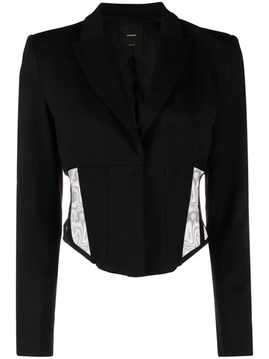 Corset-Style Cropped Panelled Blazer