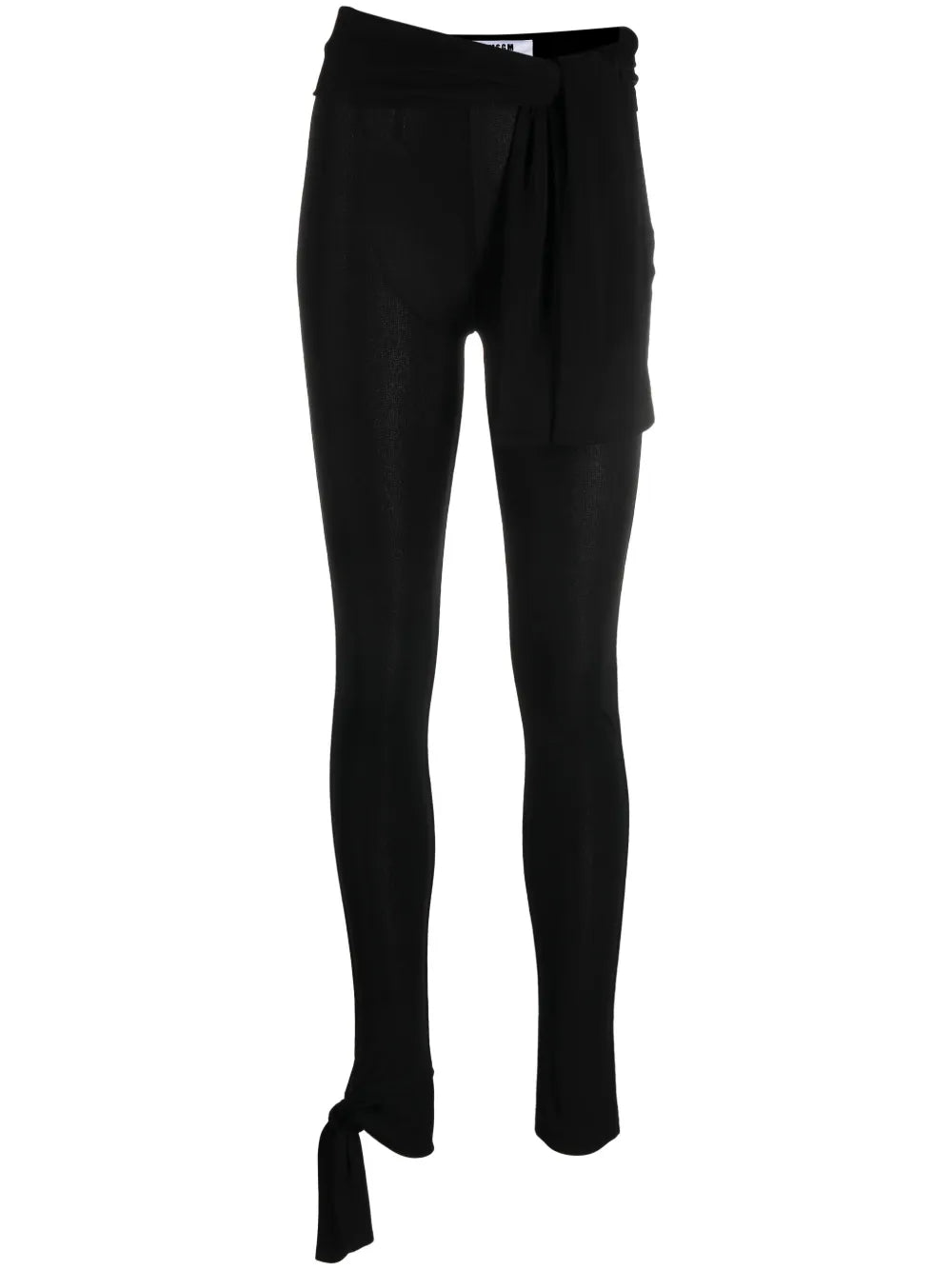 Semi-Sheer Tied-Waist Leggings