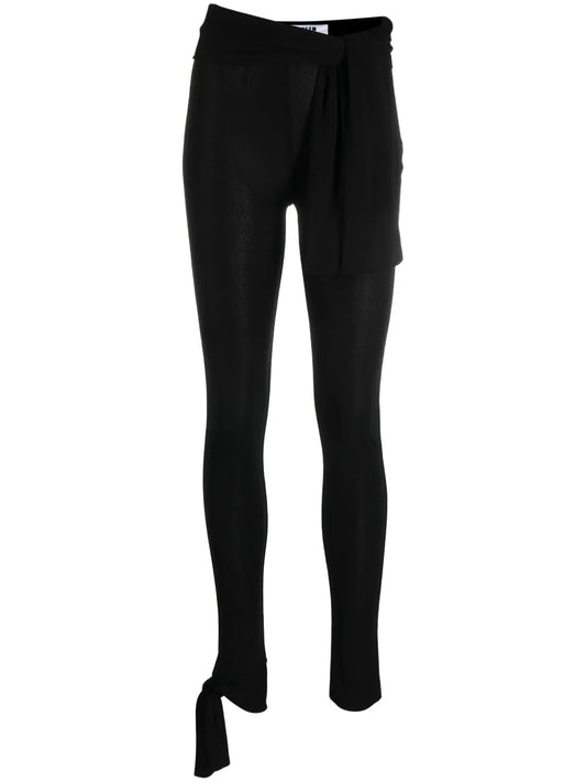 Semi-Sheer Tied-Waist Leggings