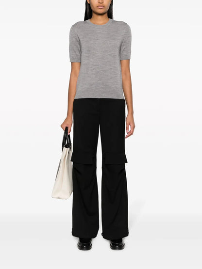 Wool Flared Cargo Trousers