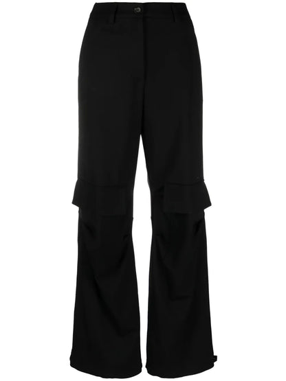 Wool Flared Cargo Trousers