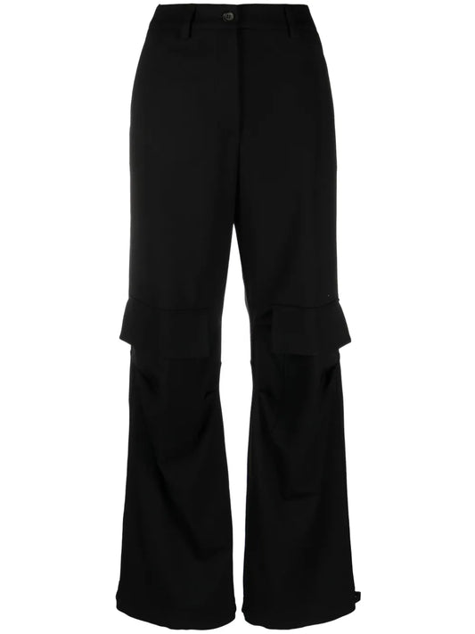 Wool Flared Cargo Trousers