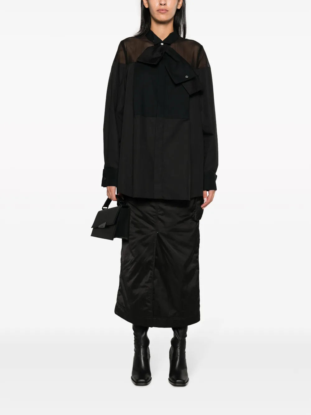 Attached-Detail Sheer-Panels Shirt