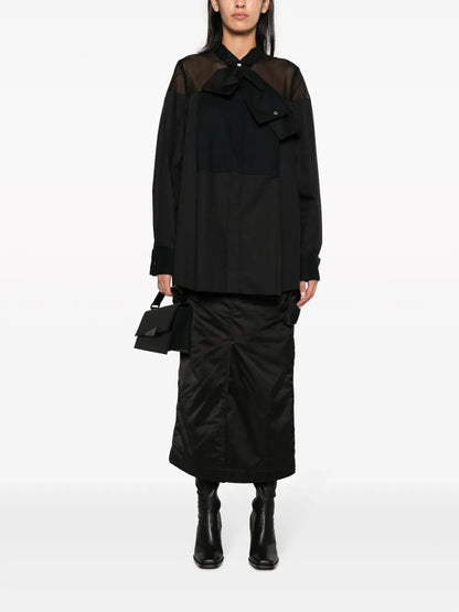 Attached-Detail Sheer-Panels Shirt