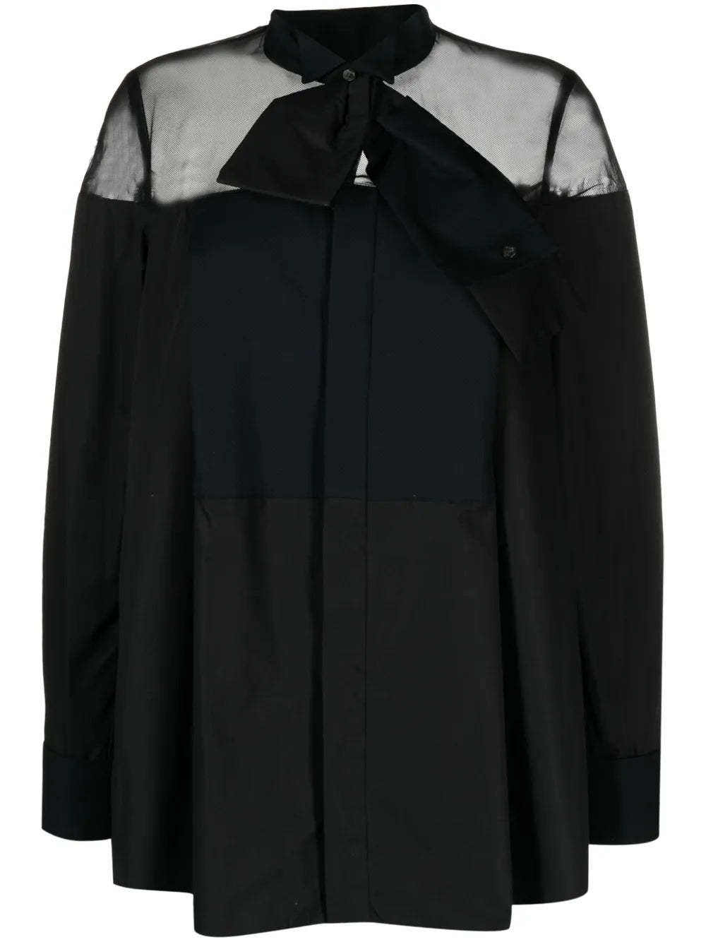 Attached-Detail Sheer-Panels Shirt