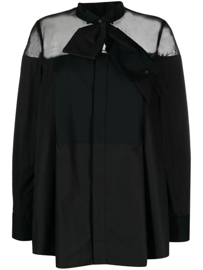 Attached-Detail Sheer-Panels Shirt