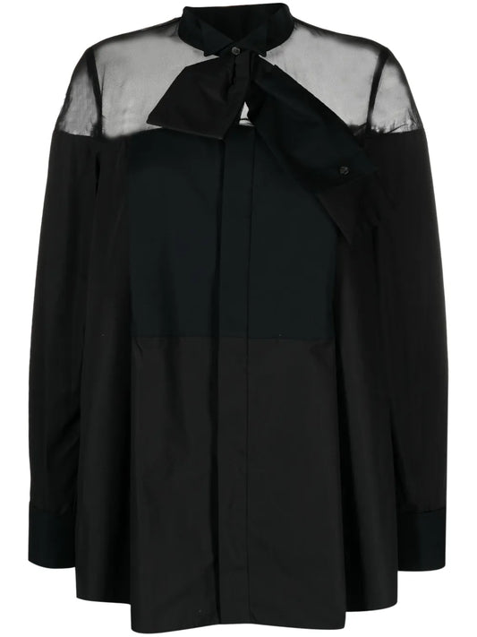 Attached-Detail Sheer-Panels Shirt