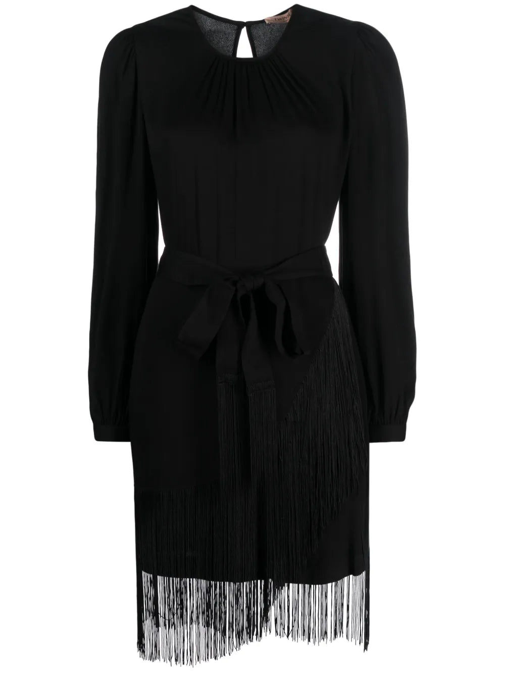 Fringed Crepe Mini Dress