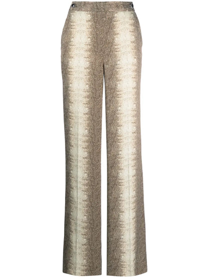 Lizard-Skin Effect Satin Trousers