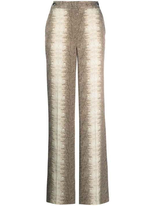 Lizard-Skin Effect Satin Trousers