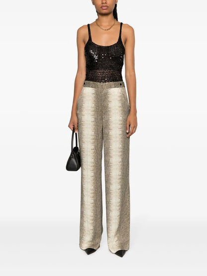 Lizard-Skin Effect Satin Trousers
