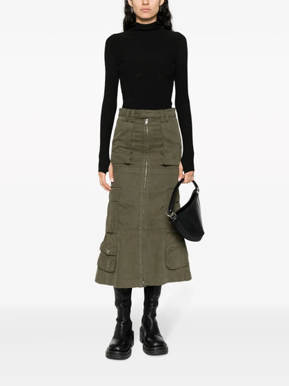 High-Neck Ribbed-Knit Hooded Jumper