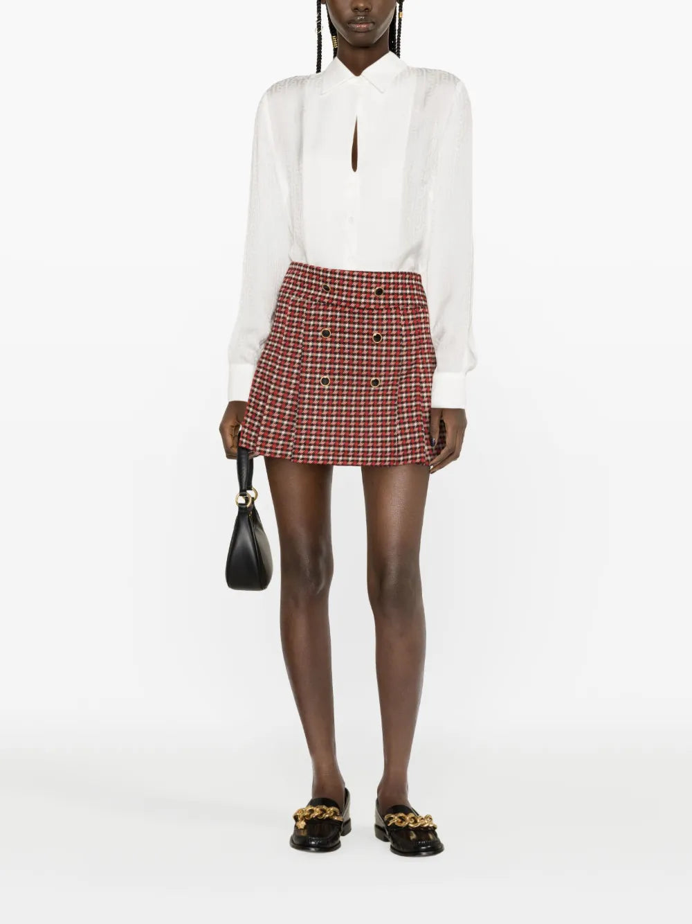 Monogram-Jacquard Long-Sleeve Satin Shirt