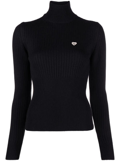Logo-Plaque Ribbed Jumper