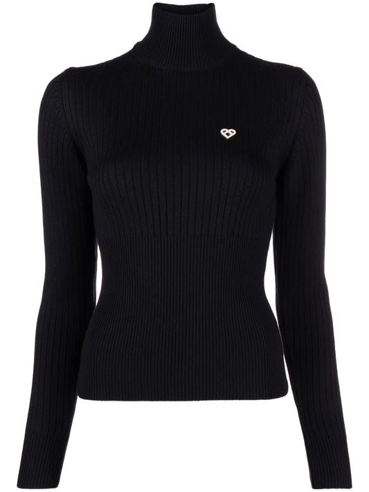 Logo-Plaque Ribbed Jumper