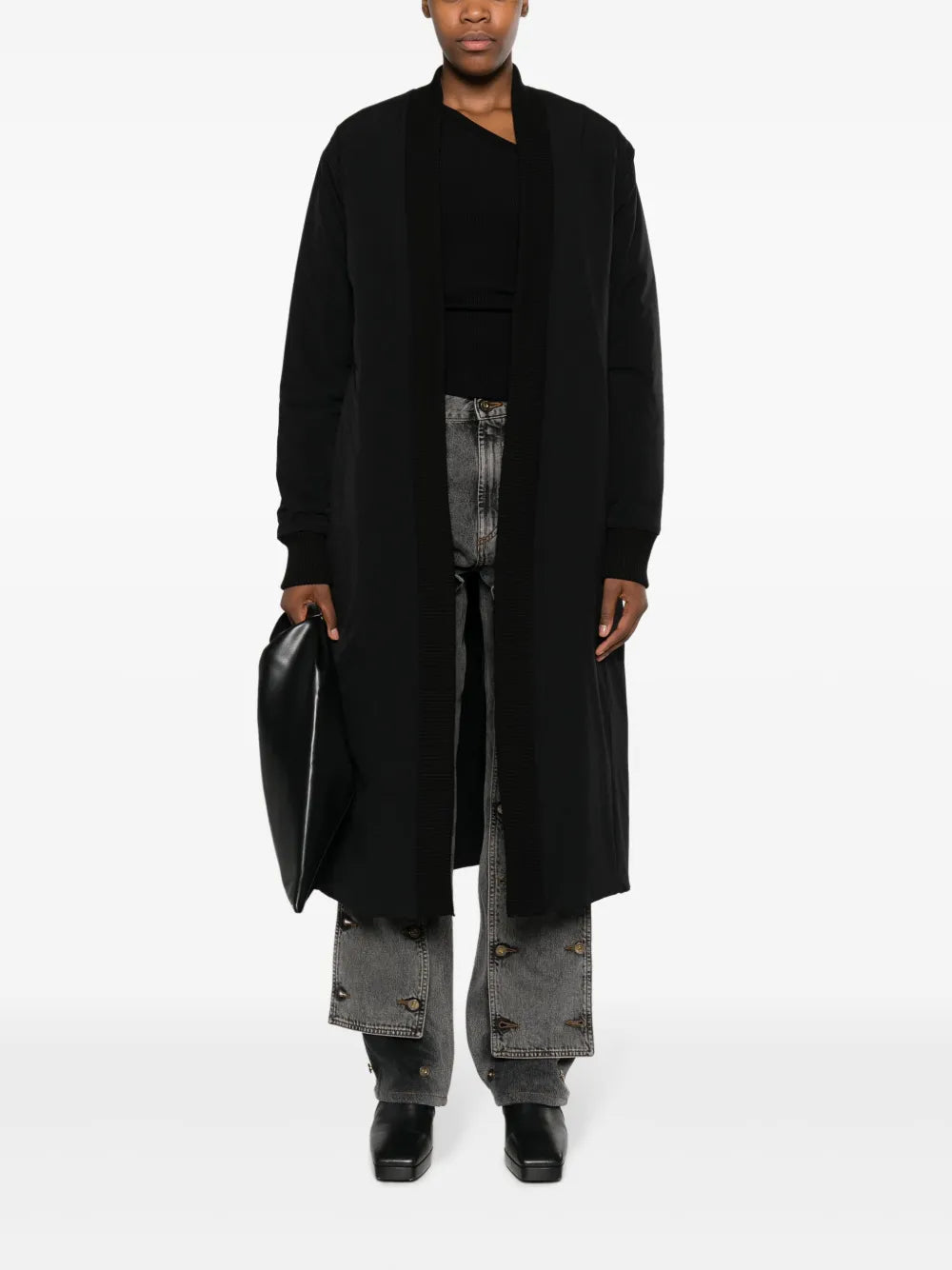Rear-Slit Single-Breasted Padded Coat