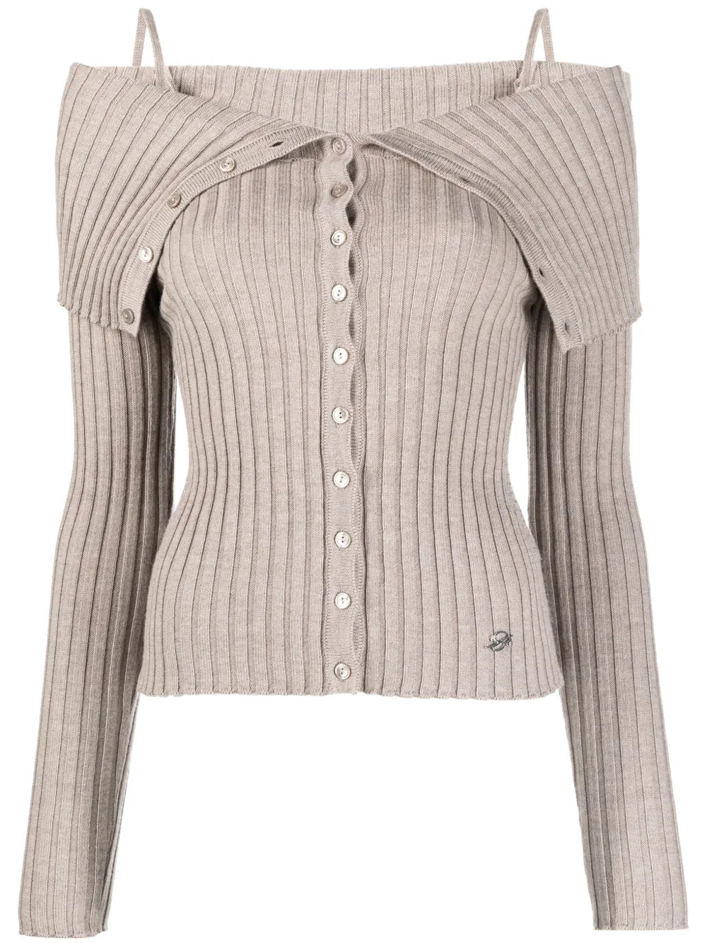 Off-Shoulder Wool Cardigan