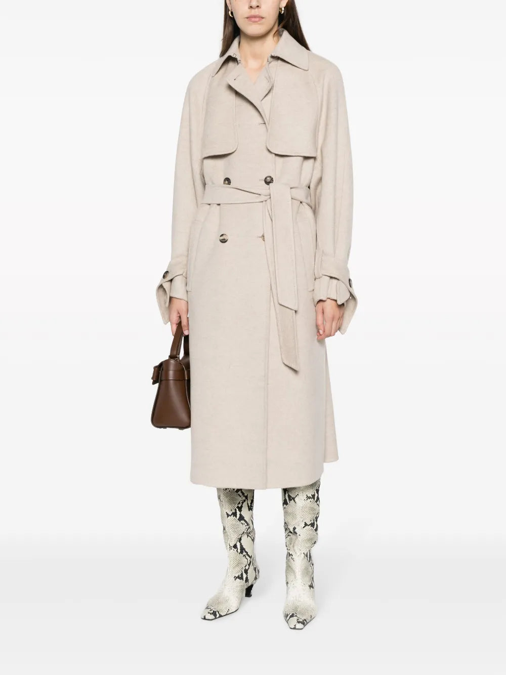 Belted-Waist Cashmere Coat