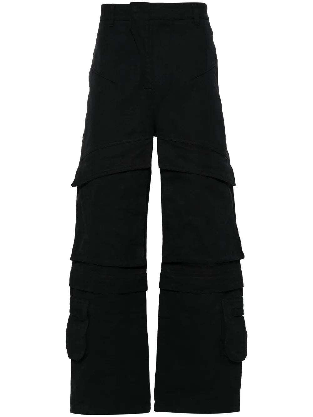 Hard Wide-Leg Cotton Cargo Trousers