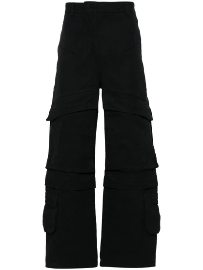 Hard Wide-Leg Cotton Cargo Trousers