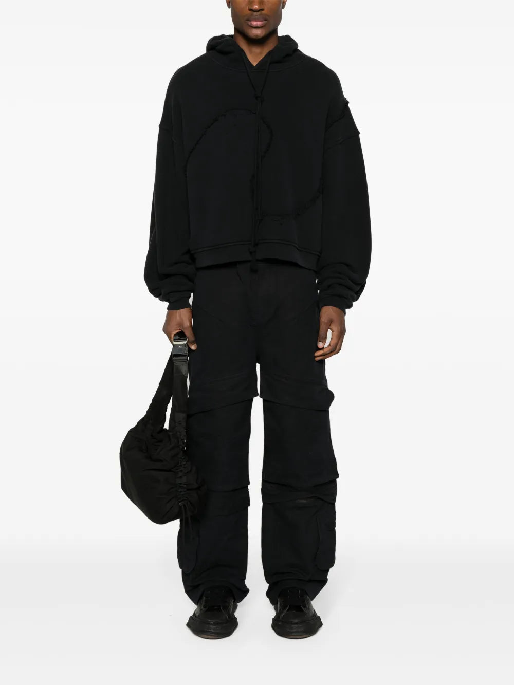 Hard Wide-Leg Cotton Cargo Trousers
