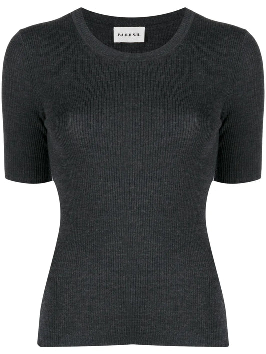 Ribbed-Knit Wool Top