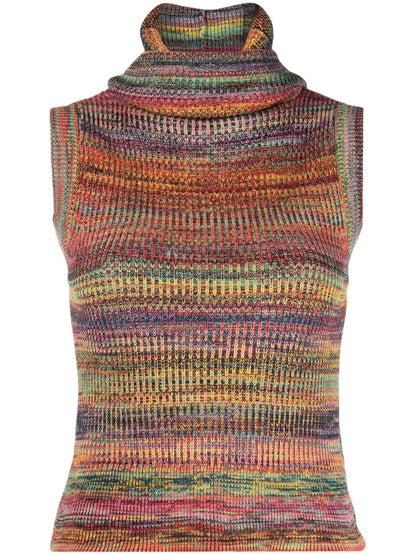 Space Dye Balaclava Sleeveless Jumper