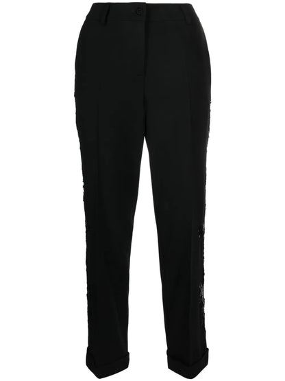Sequin-Detail Tapered-Leg Trousers