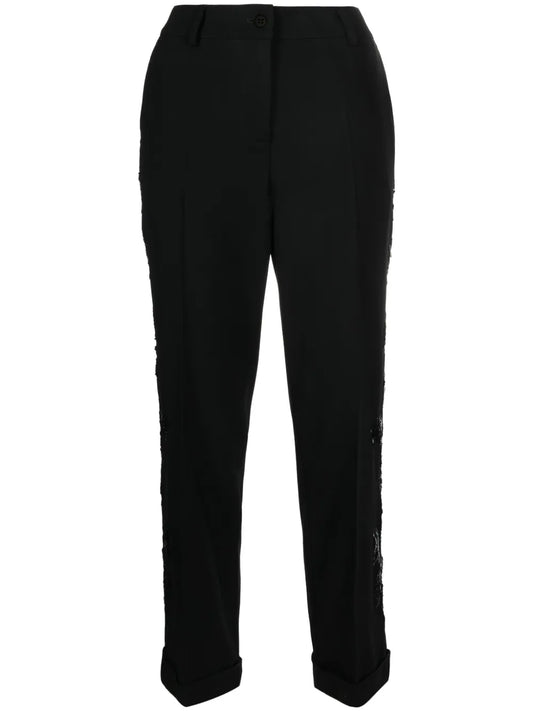 Sequin-Detail Tapered-Leg Trousers