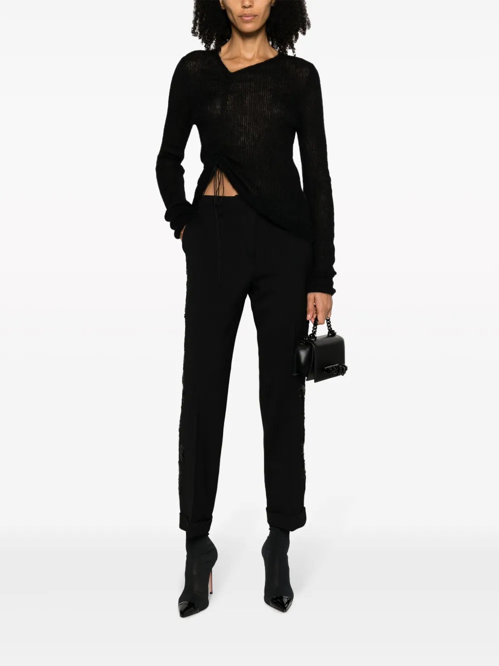 Sequin-Detail Tapered-Leg Trousers