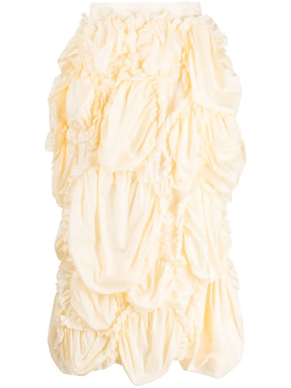 High-Waisted Ruffled Midi Skirt