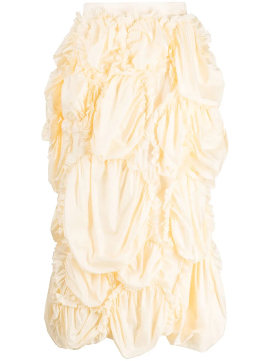High-Waisted Ruffled Midi Skirt