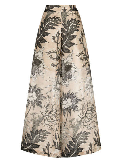 Floral-Print High-Waist Palazzo Trousers