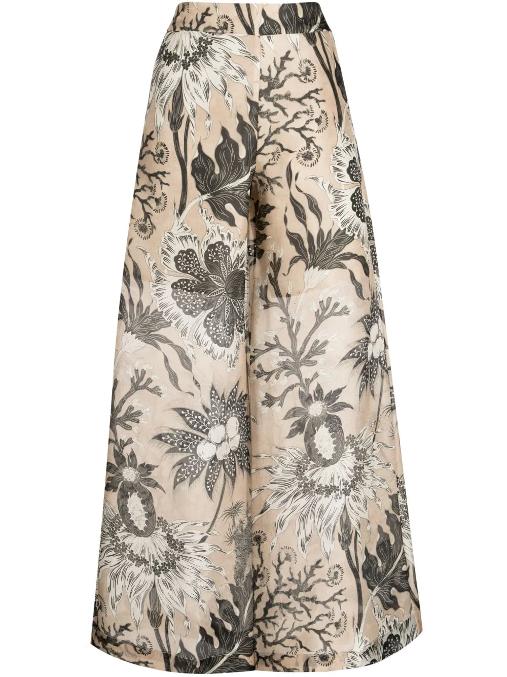 Floral-Print High-Waist Palazzo Trousers
