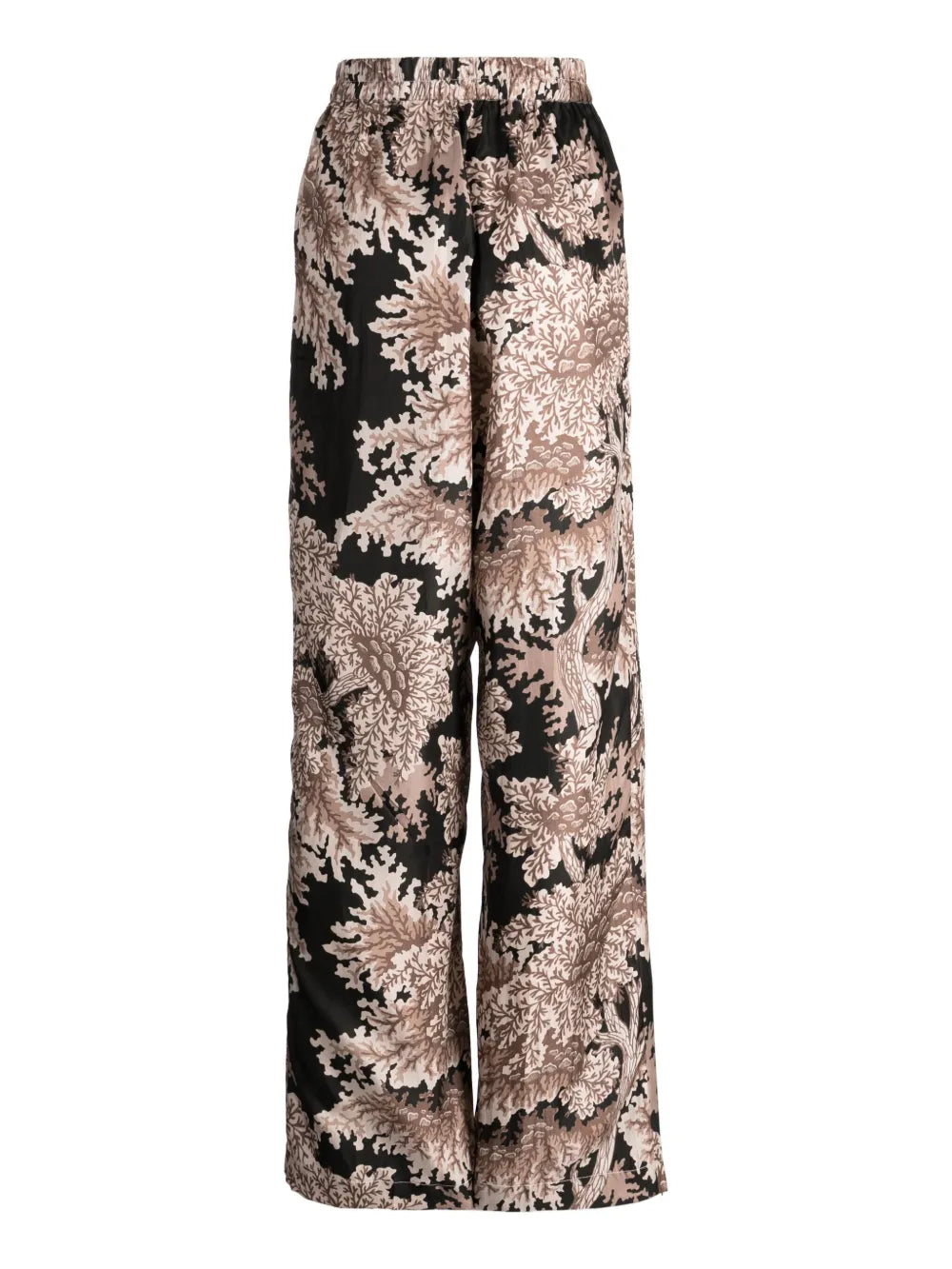 Floral-Print Silk Palazzo Trousers