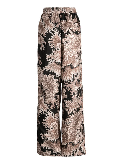 Floral-Print Silk Palazzo Trousers