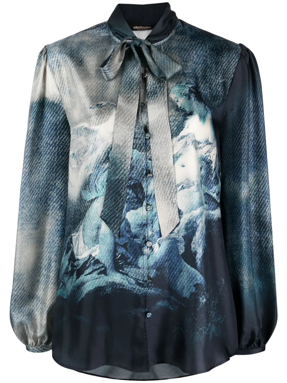 Graphic-Print Silk Blouse