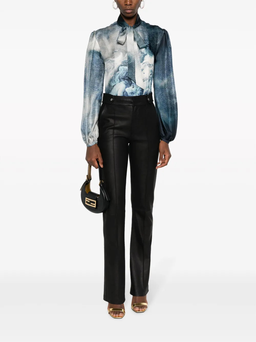 Graphic-Print Silk Blouse