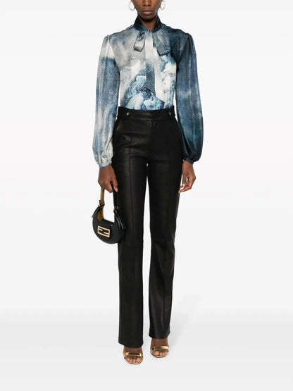 Graphic-Print Silk Blouse