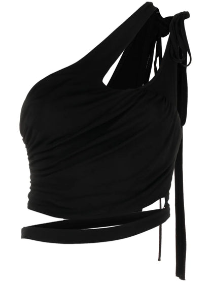 Cut-Out Draped Cropped Top