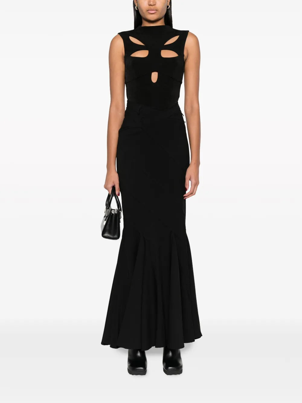 Cut-Out Flannel Maxi Skirt