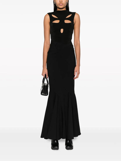 Cut-Out Flannel Maxi Skirt