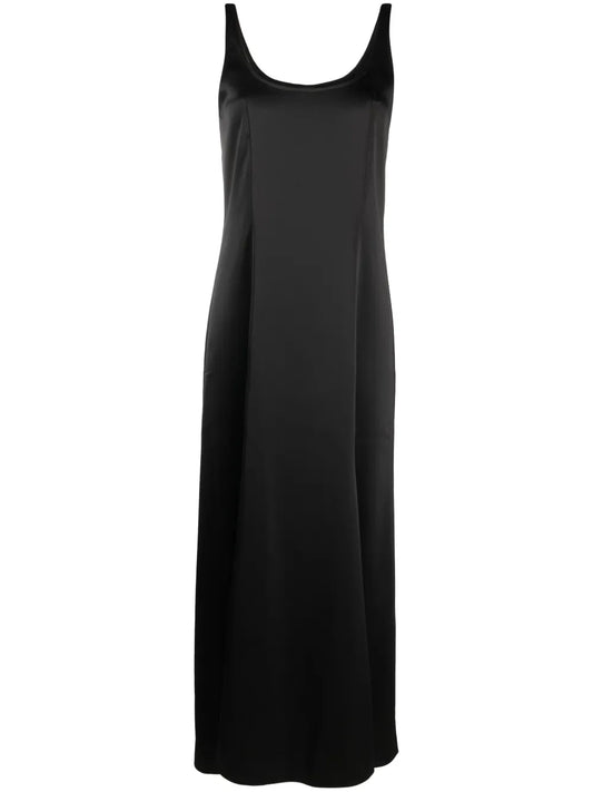 Round-Neck Sati-Finish Dress