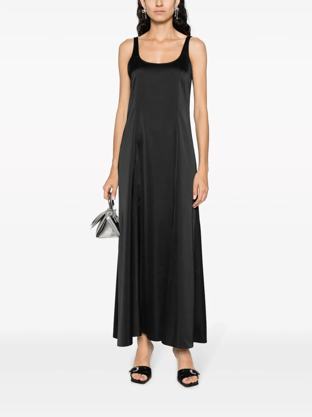 Round-Neck Sati-Finish Dress