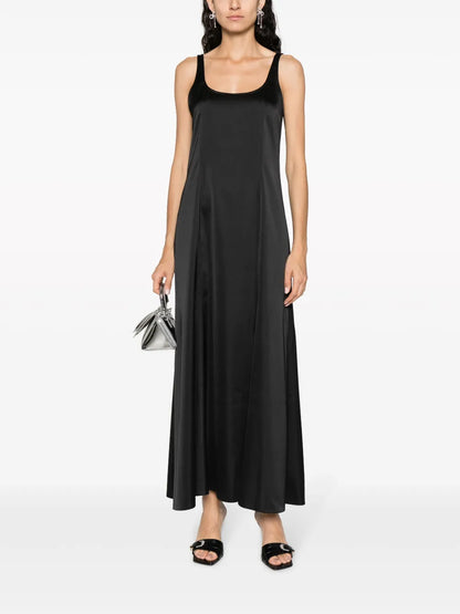 Round-Neck Sati-Finish Dress