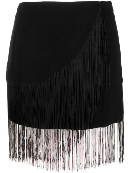 Fringed Wrap Miniskirt