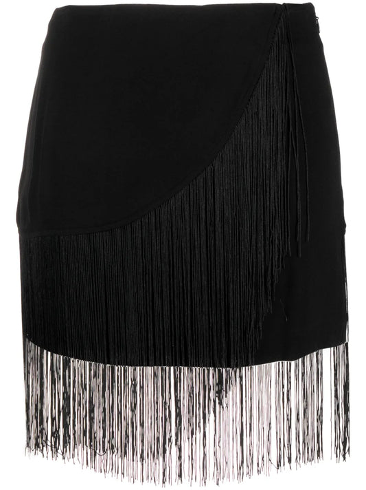 Fringed Wrap Miniskirt